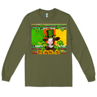 Army Green saint patricks cow and hat with sunflower and shamrock Long Sleeve Tee - Artiststas