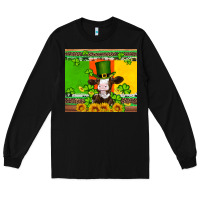Black saint patricks cow and hat with sunflower and shamrock Long Sleeve Tee - Artiststas