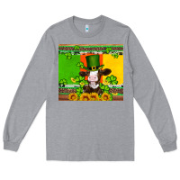 Heather Grey saint patricks cow and hat with sunflower and shamrock Long Sleeve Tee - Artiststas