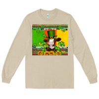 Mushroom saint patricks cow and hat with sunflower and shamrock Long Sleeve Tee - Artiststas
