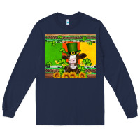 Navy saint patricks cow and hat with sunflower and shamrock Long Sleeve Tee - Artiststas