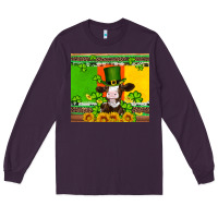 Plum saint patricks cow and hat with sunflower and shamrock Long Sleeve Tee - Artiststas