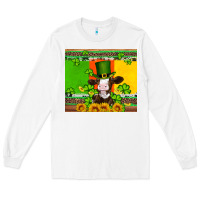 White saint patricks cow and hat with sunflower and shamrock Long Sleeve Tee - Artiststas