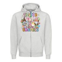 Dove Grey easter  with my gnomies Zipper Hoodie - MaliasSmallBusiness