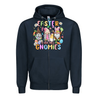 Navy easter  with my gnomies Zipper Hoodie - MaliasSmallBusiness