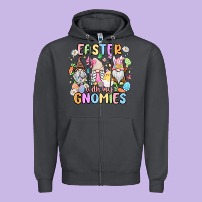 Easter  With My Gnomies Zipper Hoodie Designed By Maliassmallbusiness