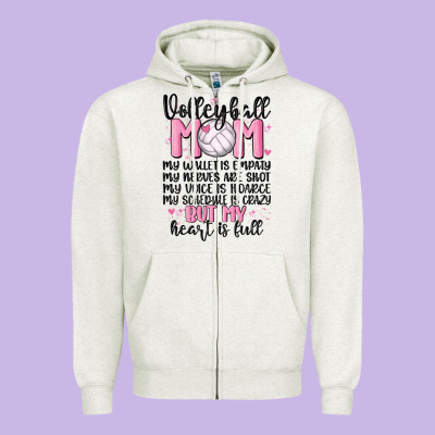 Volleyball Mom Zipper Hoodie Designed By Maliassmallbusiness