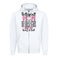 White volleyball mom Zipper Hoodie - MaliasSmallBusiness