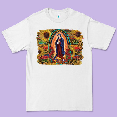 Premium Tee Sunflower Lady Of Guadalupe Distressed Background