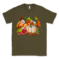 Army Green pumpkins daisies and fall leaf's ado Classic Tee - AdoDesignShop