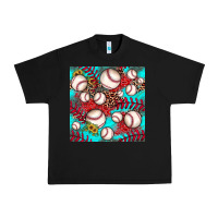 Black baseball leopard turquoise sunflower seamless pattern Urban Heavy Tee - JahusDesignShop