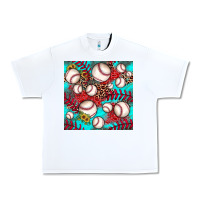 White baseball leopard turquoise sunflower seamless pattern Urban Heavy Tee - JahusDesignShop