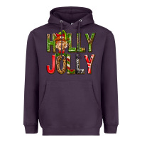 Plum Holly Jolly elf gnome Heavyweight Hoodie - NancyCooperArtShop