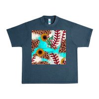 Midnight Navy baseball leopard turquoise cactus sunflower seamless pattern Urban Heavy Tee - JahusDesignShop