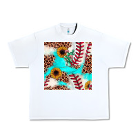 White baseball leopard turquoise cactus sunflower seamless pattern Urban Heavy Tee - JahusDesignShop