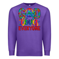 Purple LGBTQ+ God Loves Everyone Premium Sweatshirt - BundleAndBundleShop