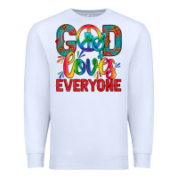White LGBTQ+ God Loves Everyone Premium Sweatshirt - BundleAndBundleShop