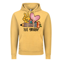 Vintage Mustard peace love 1st grade Vintage Hoodie - JahusDesignShop