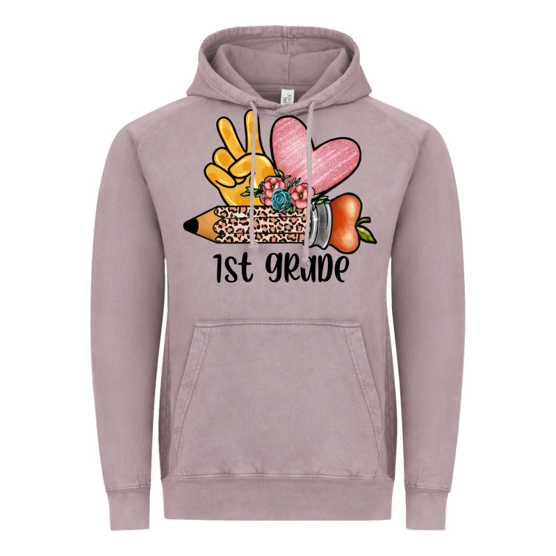 Peace Love 1st Grade Vintage Hoodie by JahusDesignShop | Teevron