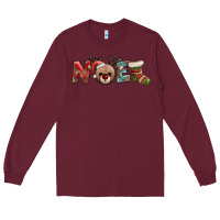 Burgundy noel with sock and reindeer Long Sleeve Tee - AdoDesignShop