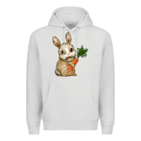 Dove Grey eastrt bunny carrot Premium Hoodie - RanaPortraitStore
