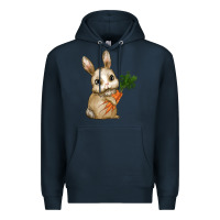 Navy eastrt bunny carrot Premium Hoodie - RanaPortraitStore