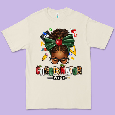 Educational Coordinator Life Afro Messy Bun Premium Tee Designed By Texasbilliewilder