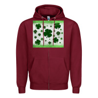 Burgundy shamrock Zipper Hoodie - MaliasSmallBusiness