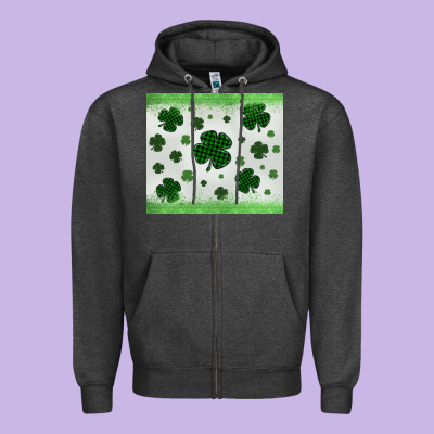 Shamrock Zipper Hoodie Designed By Maliassmallbusiness