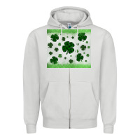 Dove Grey shamrock Zipper Hoodie - MaliasSmallBusiness