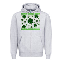 Heather Grey shamrock Zipper Hoodie - MaliasSmallBusiness