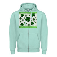 Seafoam shamrock Zipper Hoodie - MaliasSmallBusiness