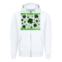 White shamrock Zipper Hoodie - MaliasSmallBusiness