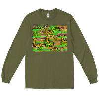 Army Green horseshoe shamrock leopard wood glitter background Long Sleeve Tee - Artiststas