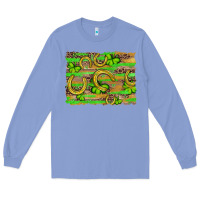Colony Blue horseshoe shamrock leopard wood glitter background Long Sleeve Tee - Artiststas