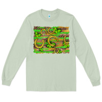 Matcha horseshoe shamrock leopard wood glitter background Long Sleeve Tee - Artiststas