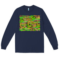 Navy horseshoe shamrock leopard wood glitter background Long Sleeve Tee - Artiststas