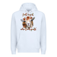 White Just a Girl Who Loves Goat Premium Hoodie - Bettercallsaul