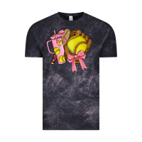 Cloud Black softball coquette bow Vintage Tee - JahusDesignShop