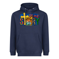 Navy True Story Holy Family Heavyweight Hoodie - MaliasSmallBusiness