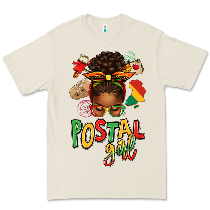 Juneteenth Afro Messy Bun Postal Girl Premium Tee by texasbilliewilder | Teevron