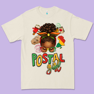 Juneteenth Afro Messy Bun Postal Girl Premium Tee Designed By Texasbilliewilder