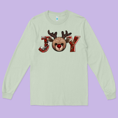 Joy Reindeer Long Sleeve Tee Designed By Adodesignshop