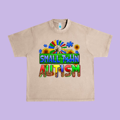 Small Town Autism Urban Heavy Tee Designed By Adodesignshop