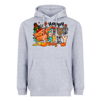 Heather Grey happy turkey day Heavyweight Hoodie - MaliasSmallBusiness