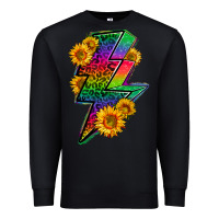 Black LGBTQ+ Lightnin' Bolt With Sunflower Premium Sweatshirt - BundleAndBundleShop