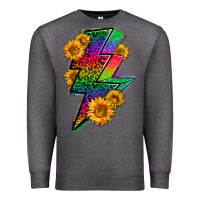 Charcoal Heather LGBTQ+ Lightnin' Bolt With Sunflower Premium Sweatshirt - BundleAndBundleShop