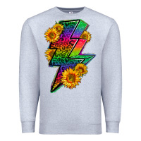 Heather Grey LGBTQ+ Lightnin' Bolt With Sunflower Premium Sweatshirt - BundleAndBundleShop