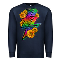 Navy LGBTQ+ Lightnin' Bolt With Sunflower Premium Sweatshirt - BundleAndBundleShop