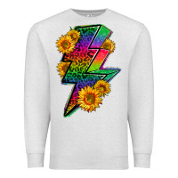 Oatmeal Heather LGBTQ+ Lightnin' Bolt With Sunflower Premium Sweatshirt - BundleAndBundleShop